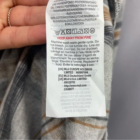 Muji Australia Cotton Plaid Flannel Midi Maxi Shirt Dress Size Large - Picture 6 of 8